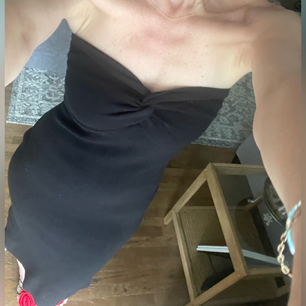 Strapless Black Twist-Front Women's Dress